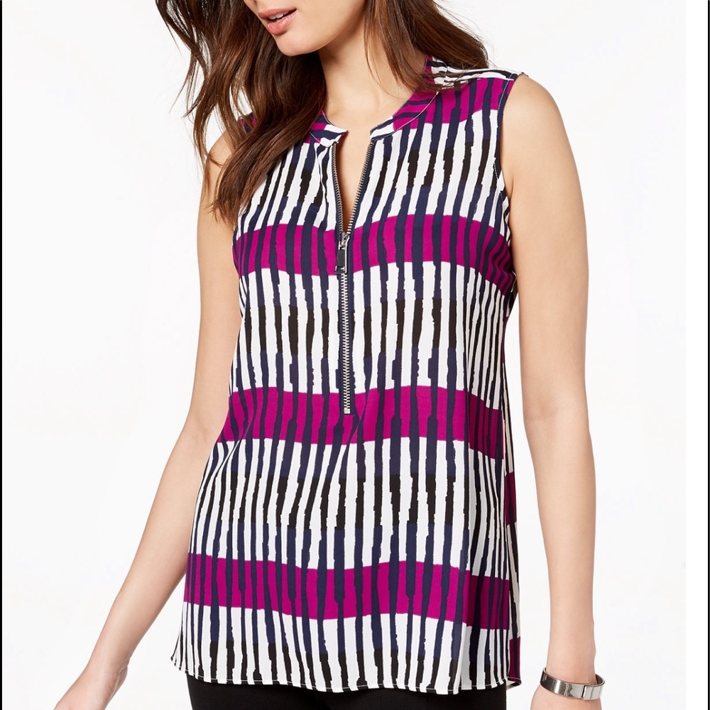 Alfani Front-zip Sleeveless Top